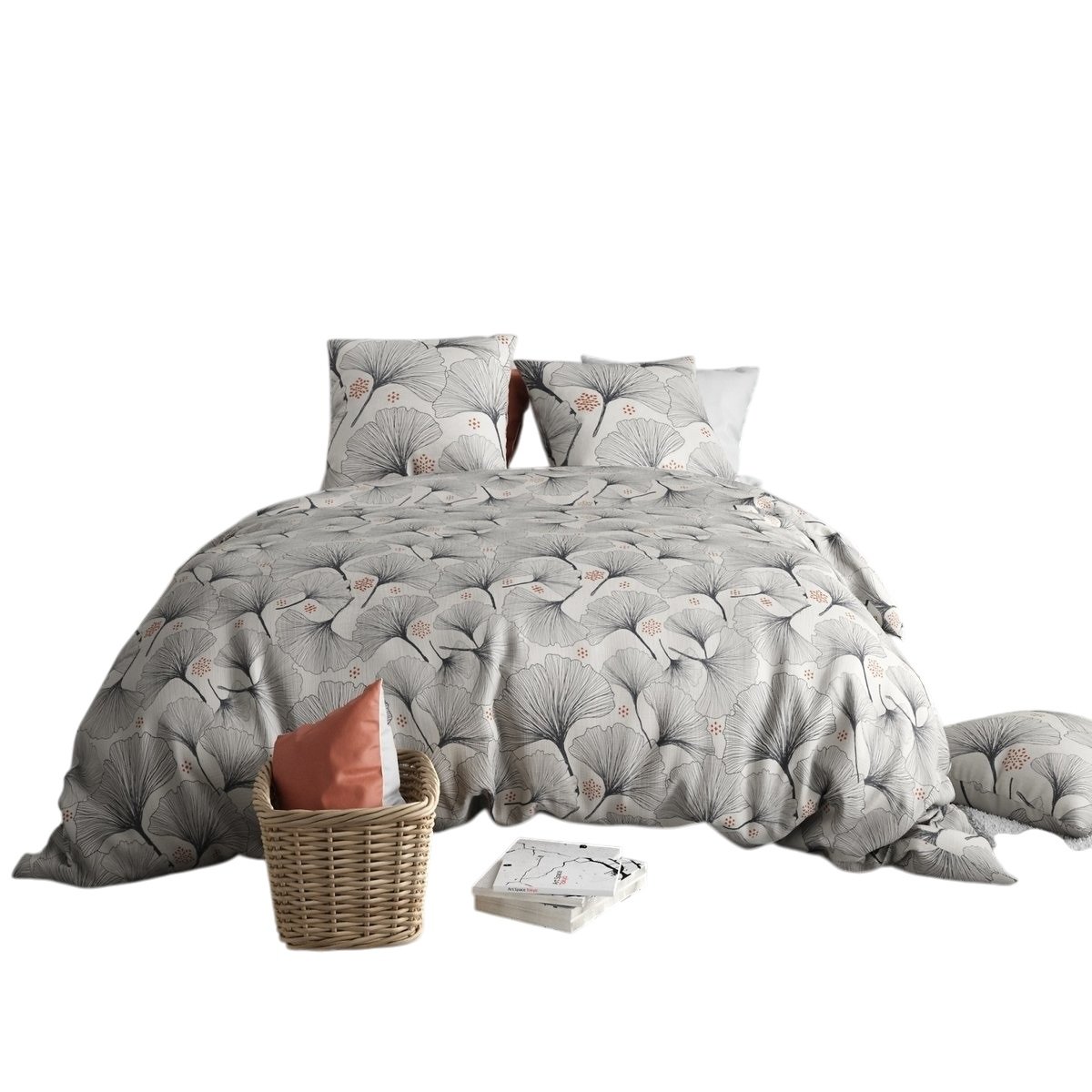 Parure de lit Feuillage gincko blanc, EDEN