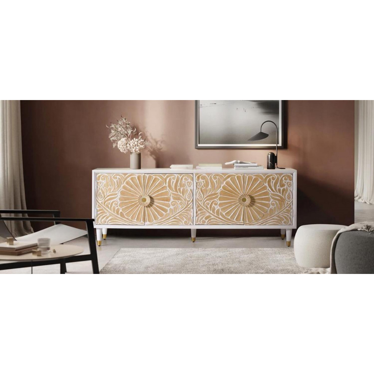 Meuble tv - CATALINA blanc, DECORATION D’AUTREFOIS