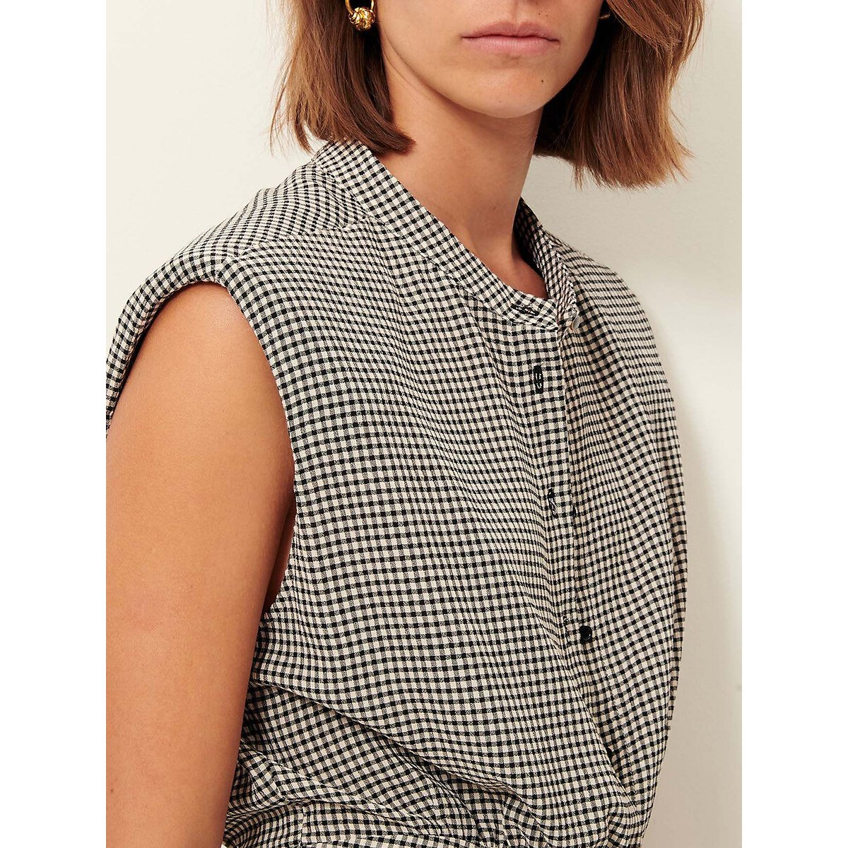 Bellacala Gingham Checked Sleeveless Midi Dress black gingham check/white, SESSUN