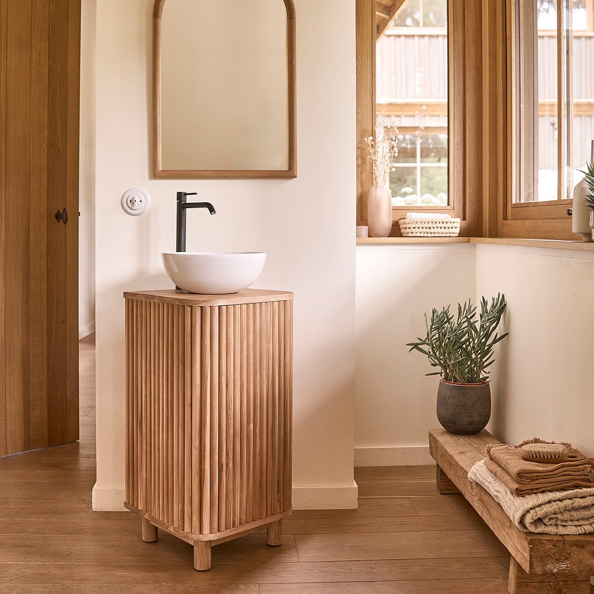Lave main en teck massif 42 cm COLINE naturel, BERAH GETAH
