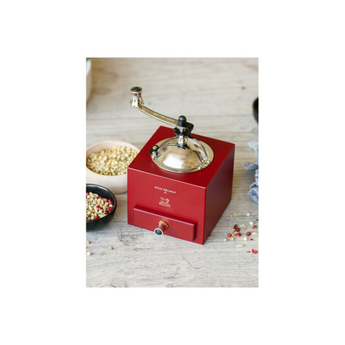 Moulin à poivre manuel en bois avec rouge, PEUGEOT