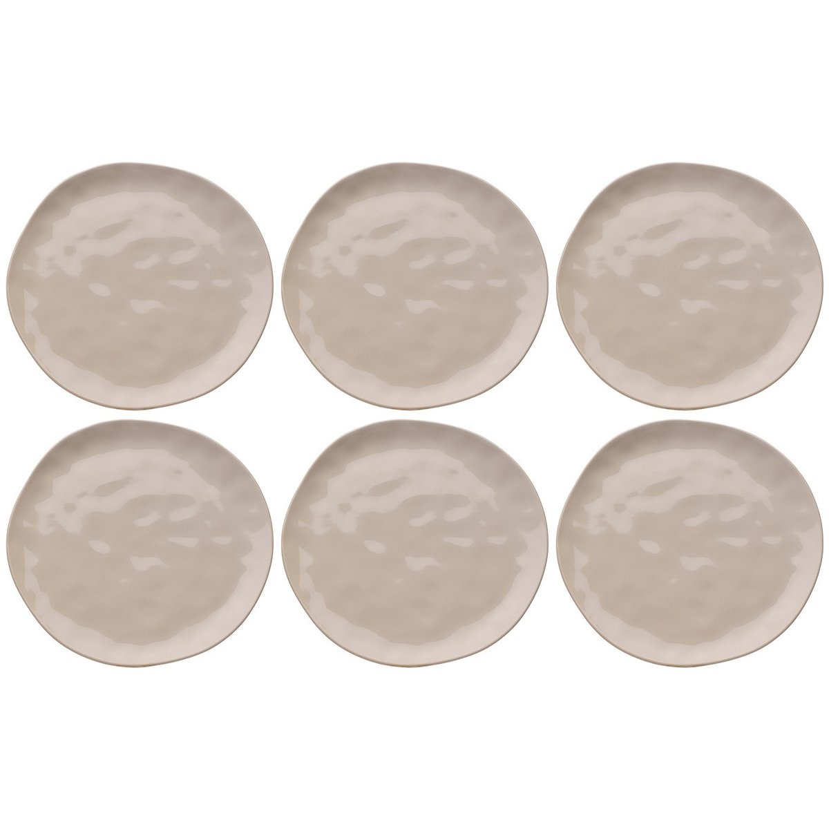 Lot de 6 assiettes plates en faïence, ORGANIC crème, KARE DESIGN