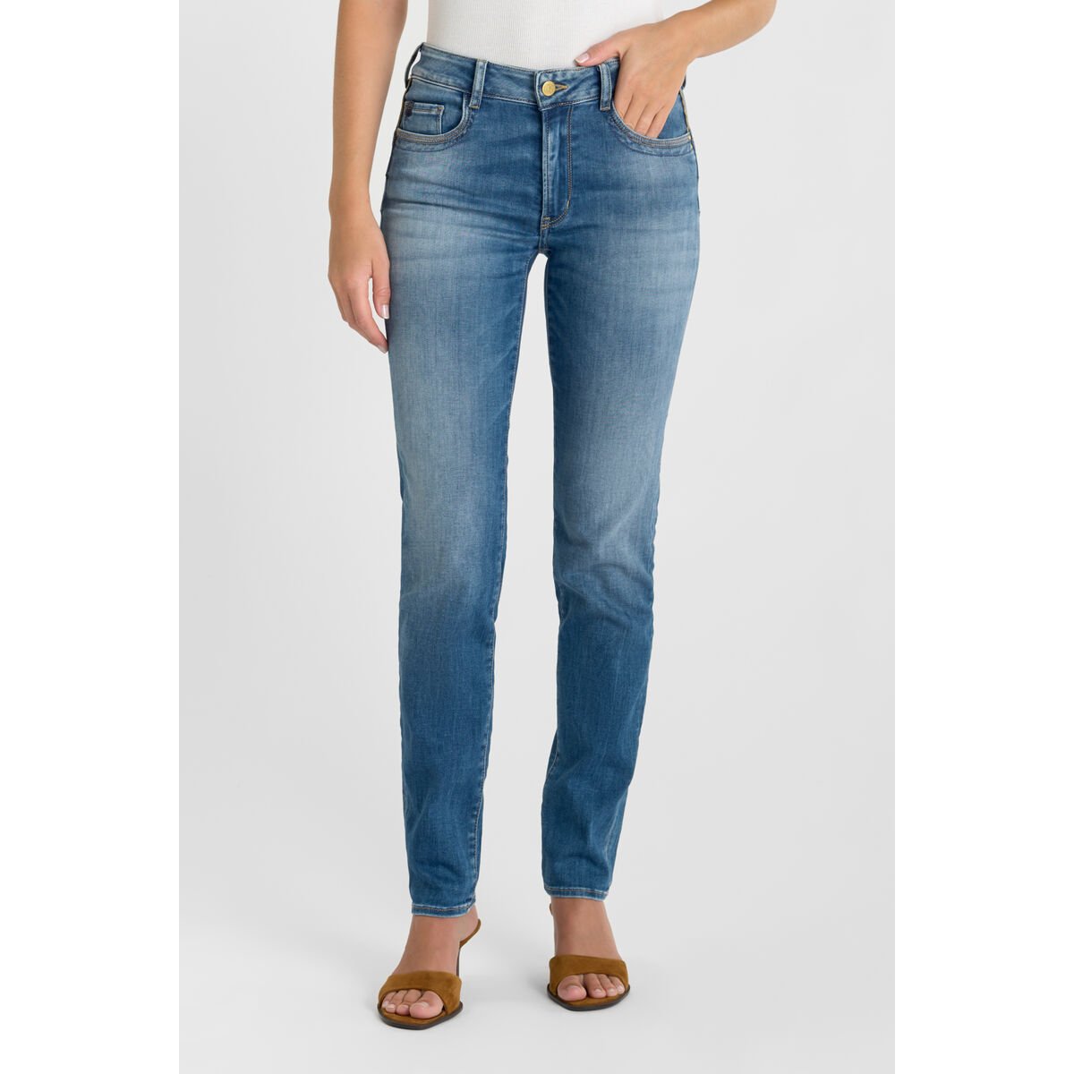 Jeans push-up slim taille haute PULP, longueur 34 blue, LE TEMPS DES CERISES