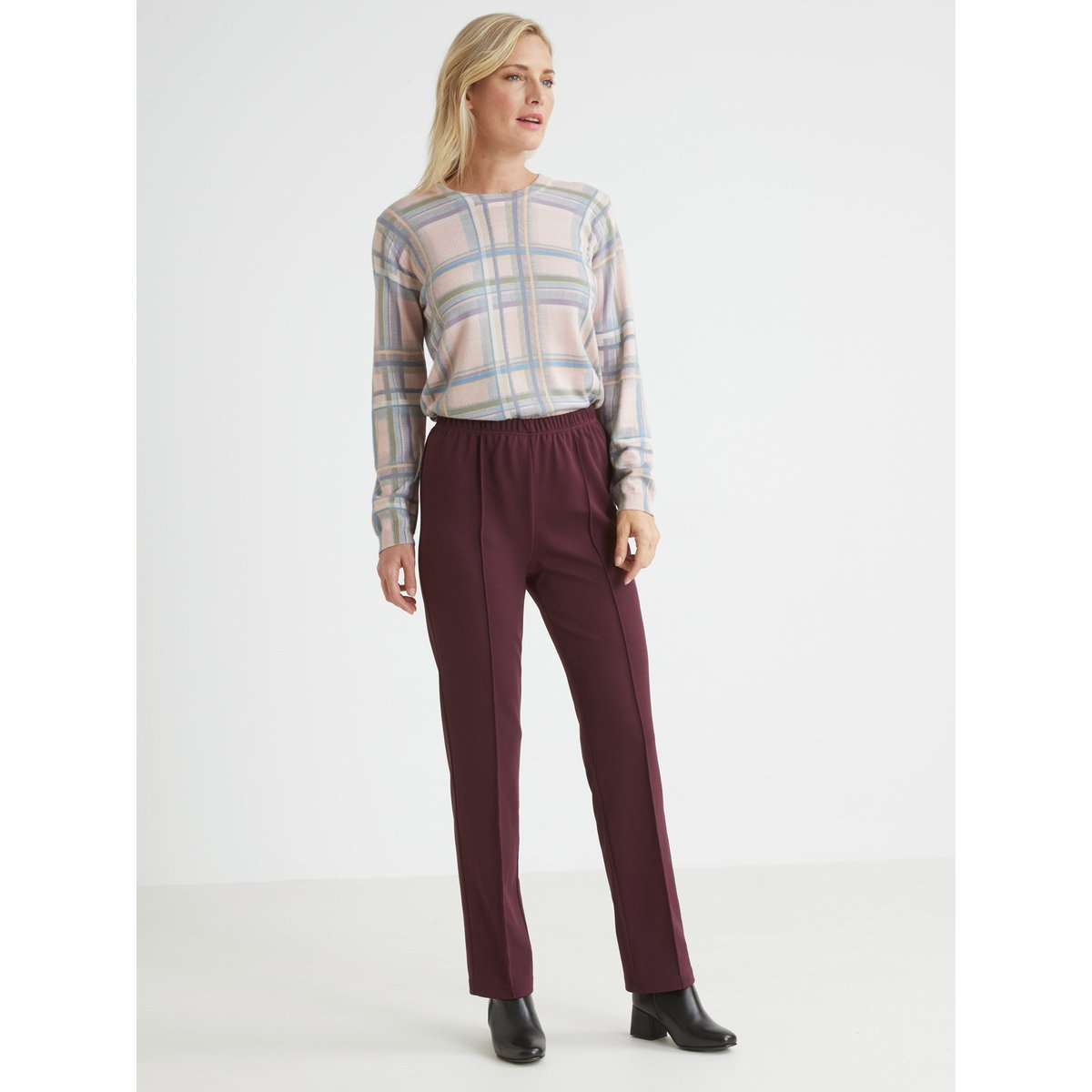 Pantalon en maille stature + d'1,60m bordeaux, DAXON