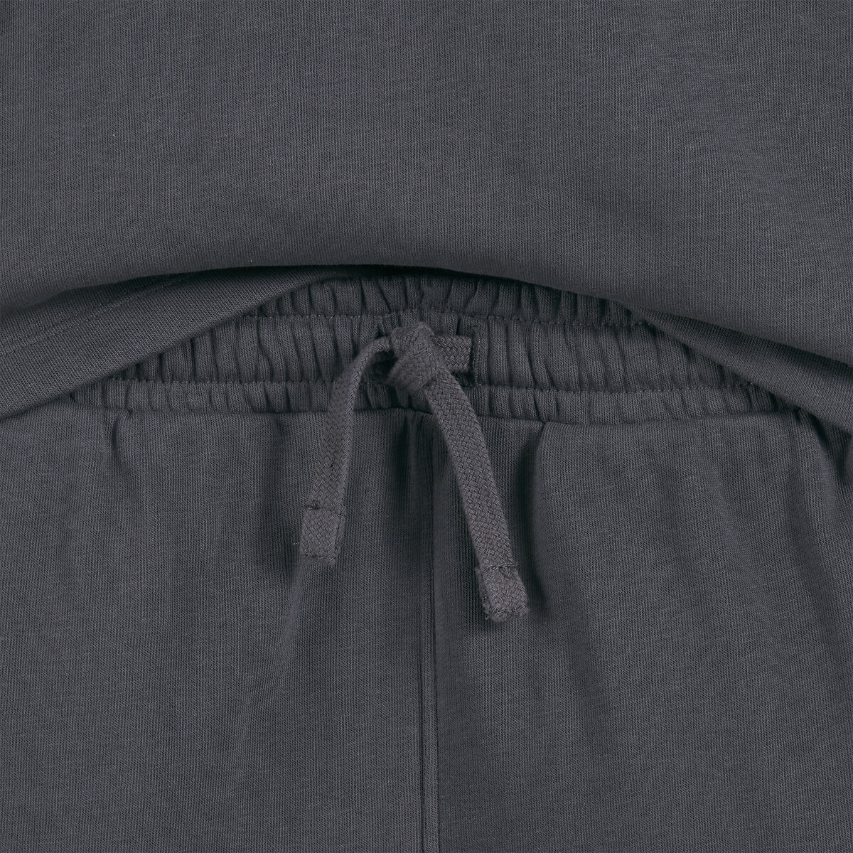 Fleece 2-Piece Outfit, Short Sleeve Sweatshirt and Bermuda Shorts charcoal grey, LA REDOUTE COLLECTIONS