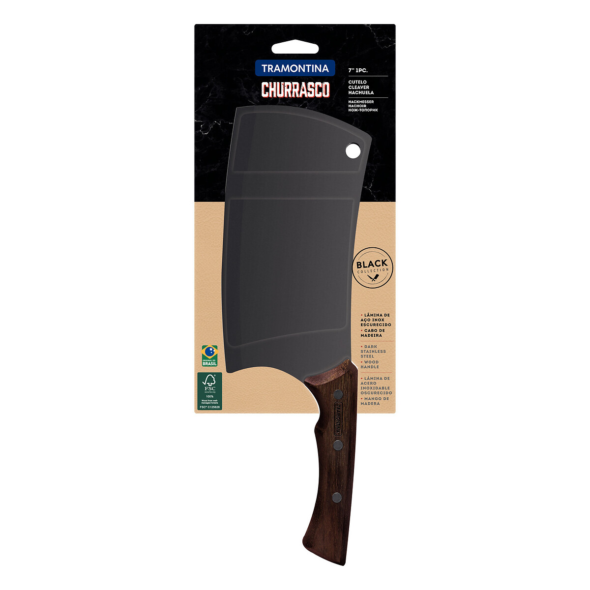Cutelo Churrasco 7", Tramontina madeira, TRAMONTINA