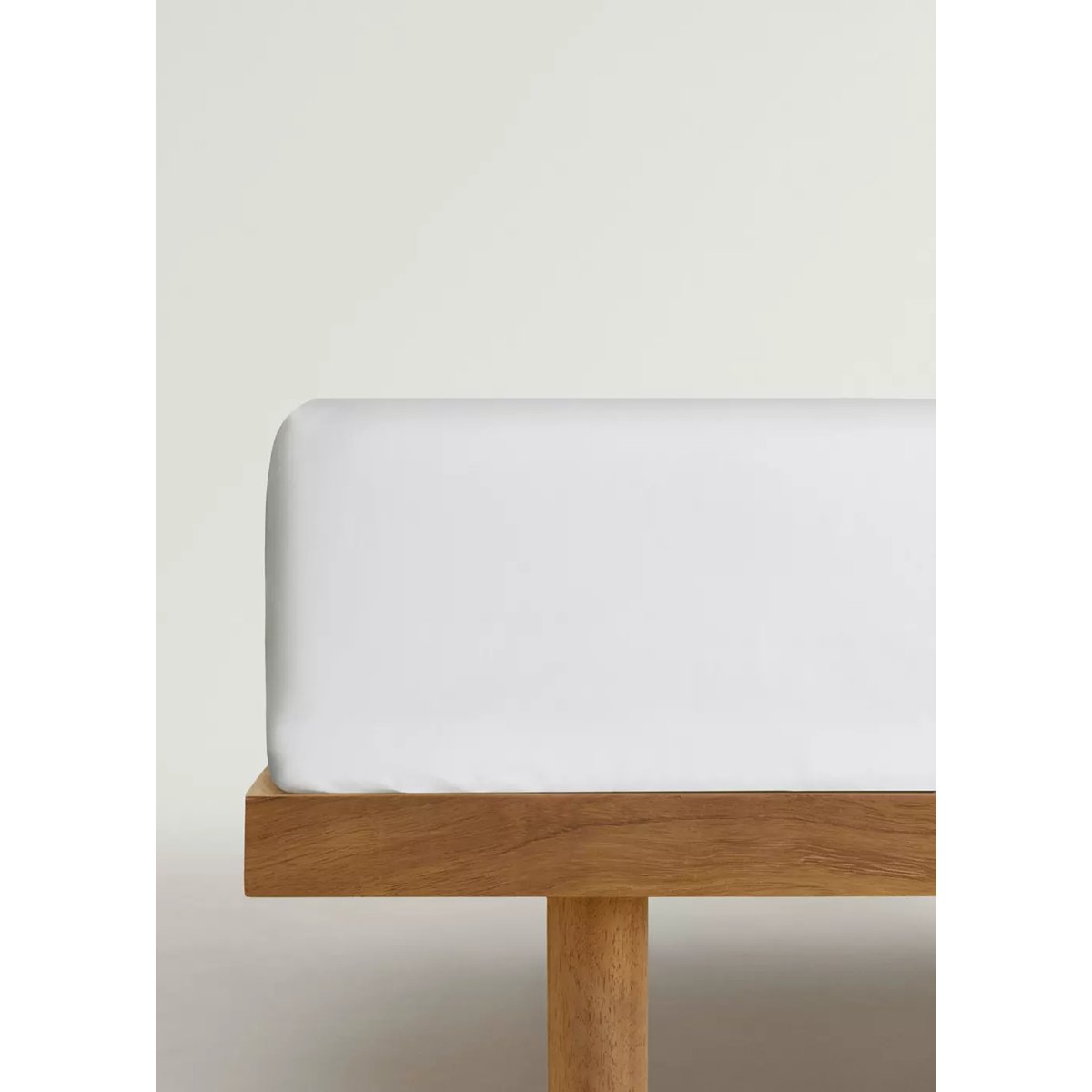 Drap-housse coton satin 600 fils lit 180 cm blanc, MANGO HOME