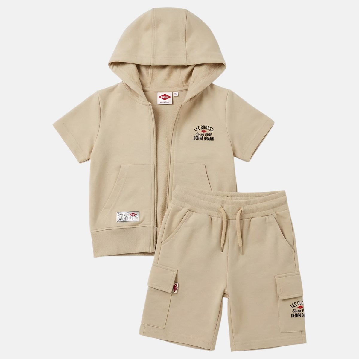 Ensemble polo zippé manches courtes et short MATCHY beige, LEE COOPER