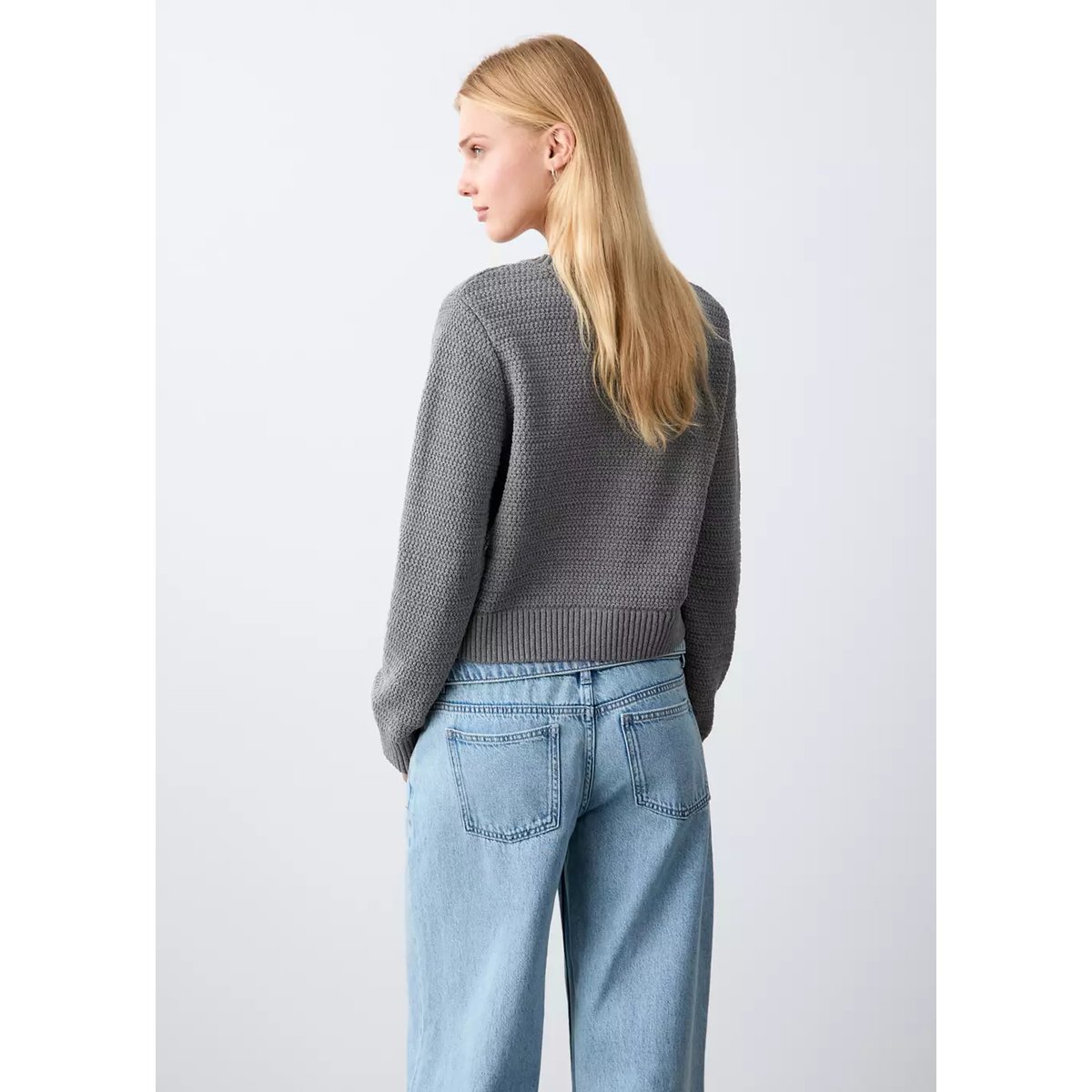 Cardigan maille boutons gris, MANGO TEEN