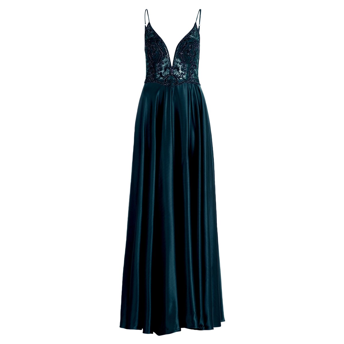 Robe de soirée à motif placé dusty slate, VERA MONT