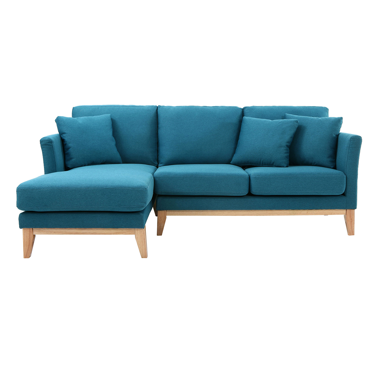 Canapé d'angle gauche scandinave déhoussable 3-4 places OSLO bleu canard, MILIBOO