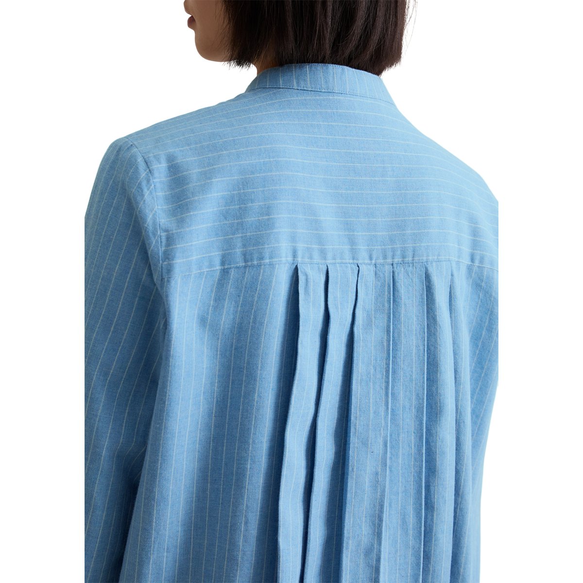 Blouse avec détail de plis regular en pur coton bio bleu clair, MARC O’POLO DENIM