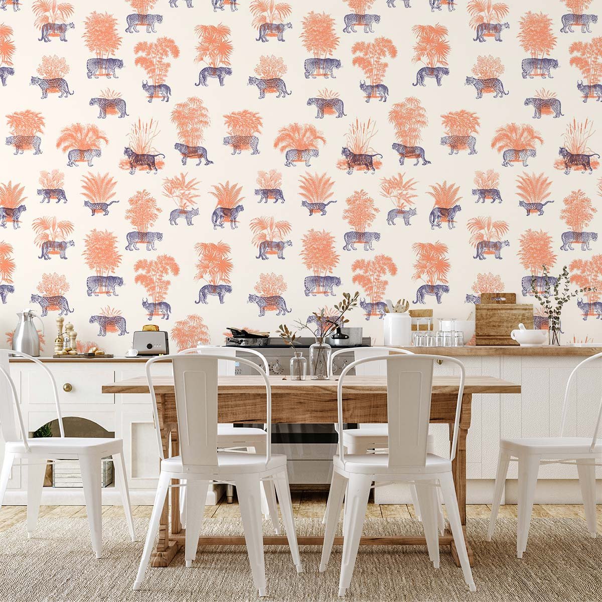 Papier peint tigre en toile de jouy intissé, HEXOA