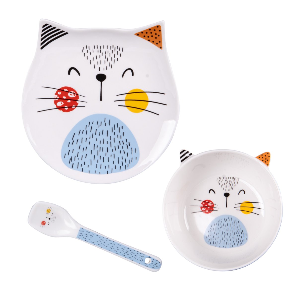 Service enfant 3 pièces chat blanc, TABLE PASSION