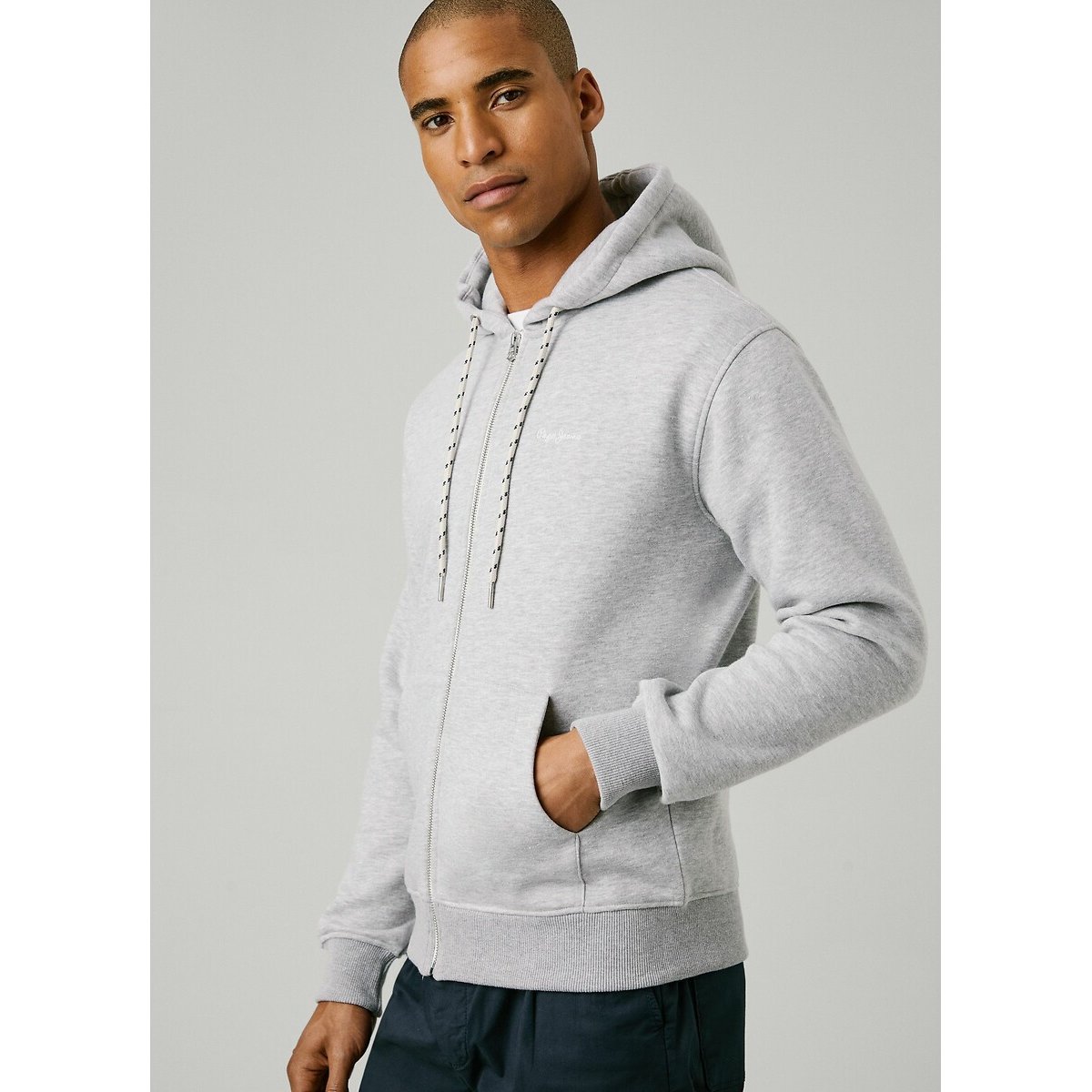 Sweat zippé à capuche Macbeth gris, PEPE JEANS