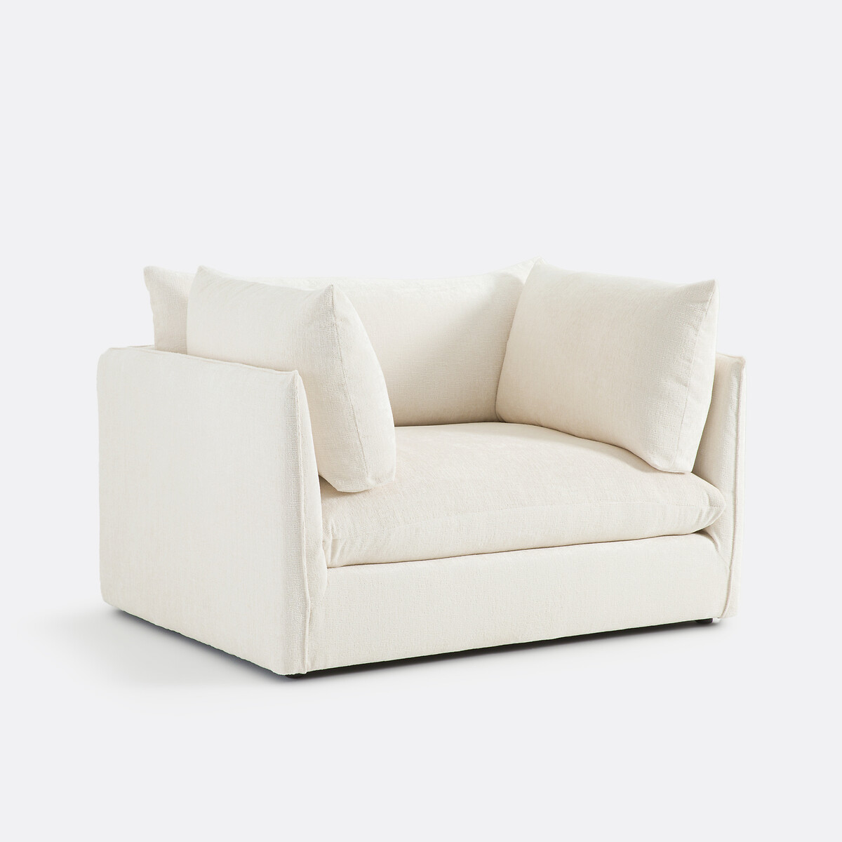 XL-Sesselelement für modulares Sofa MALO, aus Struktursamt ecru, LA REDOUTE INTERIEURS