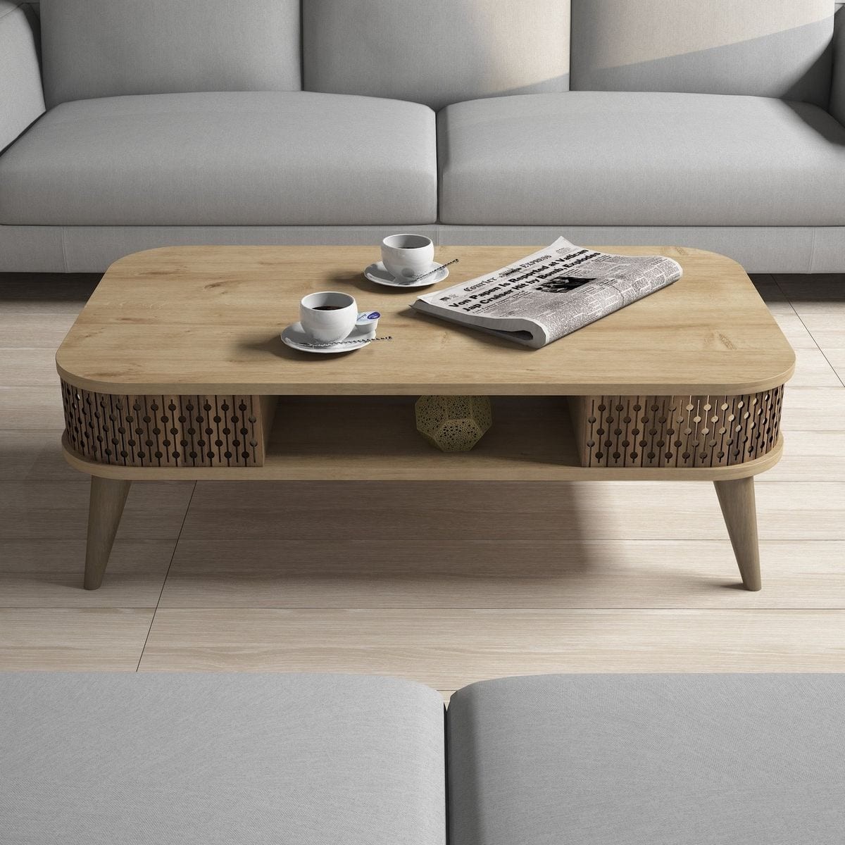 Table basse avec niche de rangement - ETTA chêne, HOMIFAB