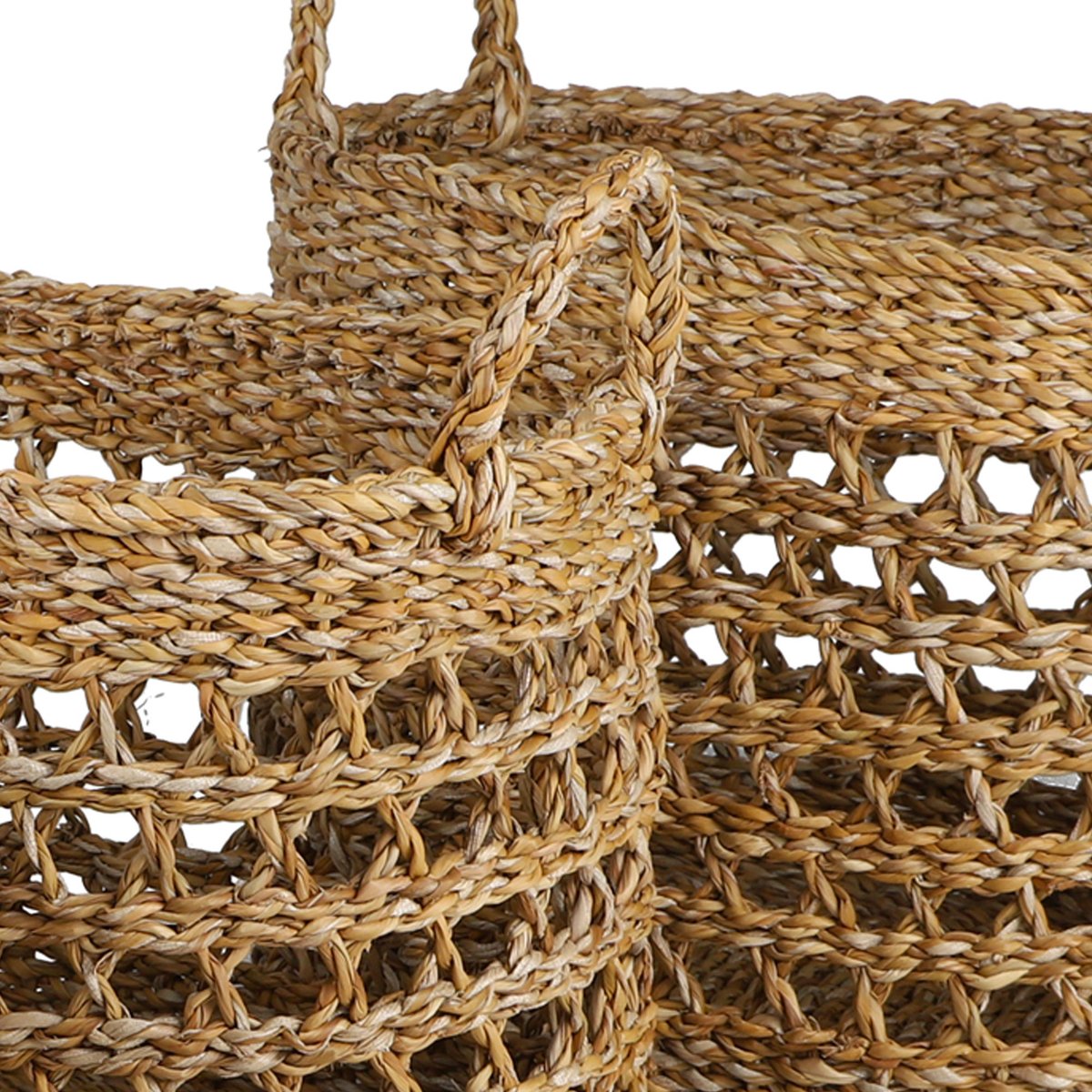 Set de 3 paniers tressés en jacinthe d'eau bois, WADIGA