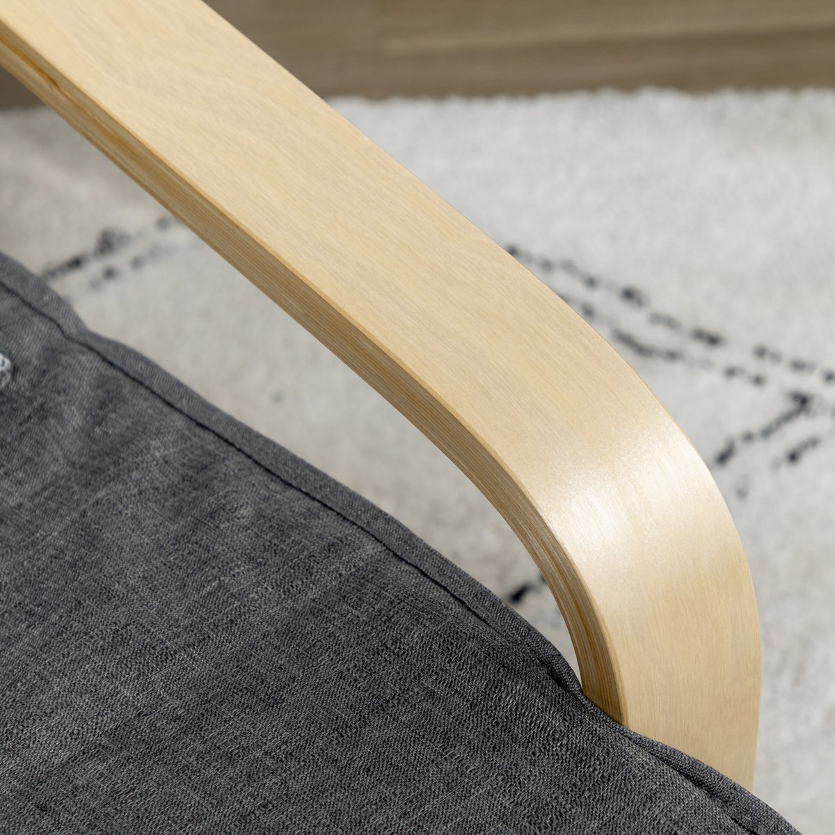 Accent Chair bois massif de bouleau Gris gris, bois naturel, HOMCOM