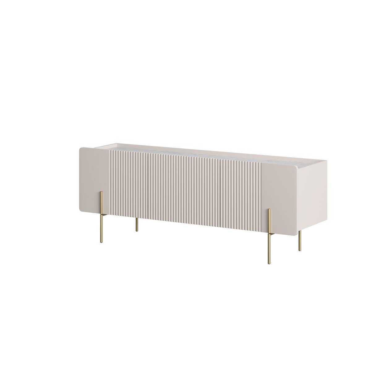 Meuble TV 150 cm panneaux de particules et MDF, MATHILDE beige, BOBOCHIC