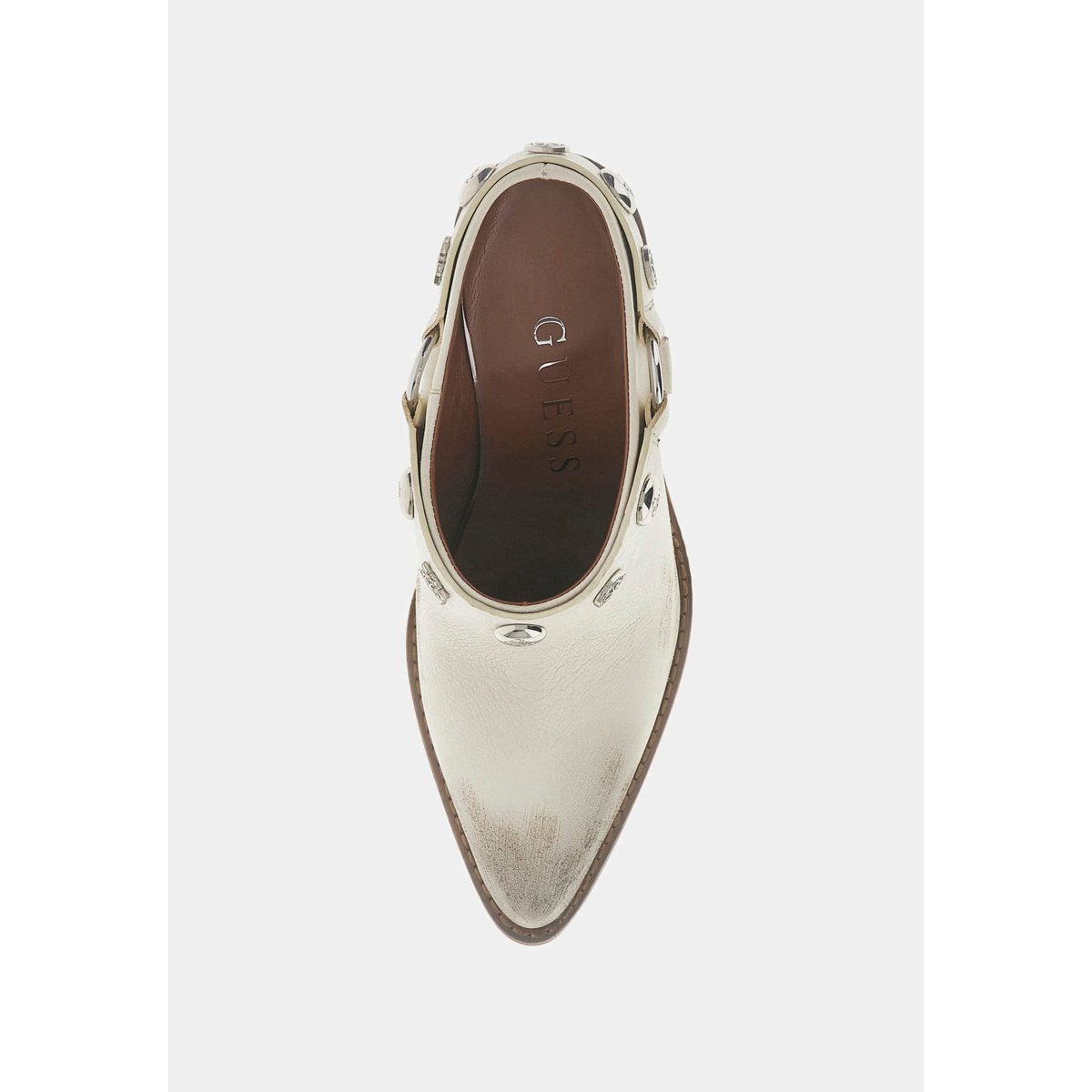 Bottes En Cuir Véritable Sashlin blanc, GUESS