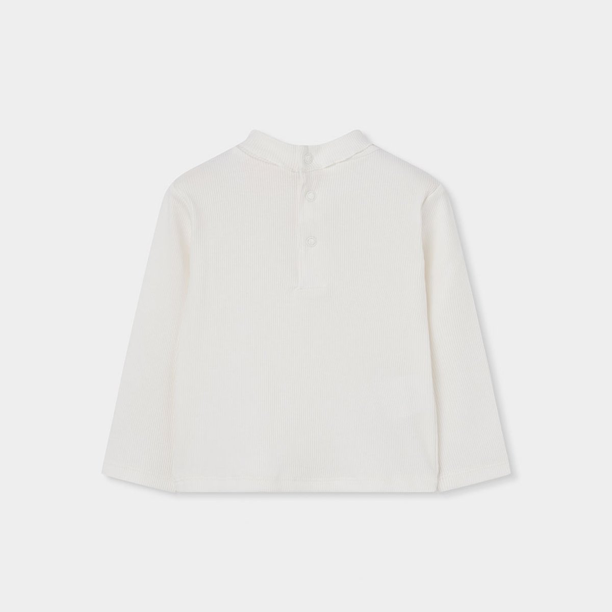 T-shirt fille en maille côtelée col roulé blanc, BOBOLI