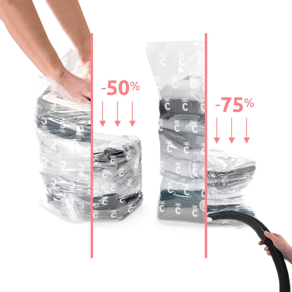 Sac de rangement sous vide Compact Express transparent, COMPACTOR