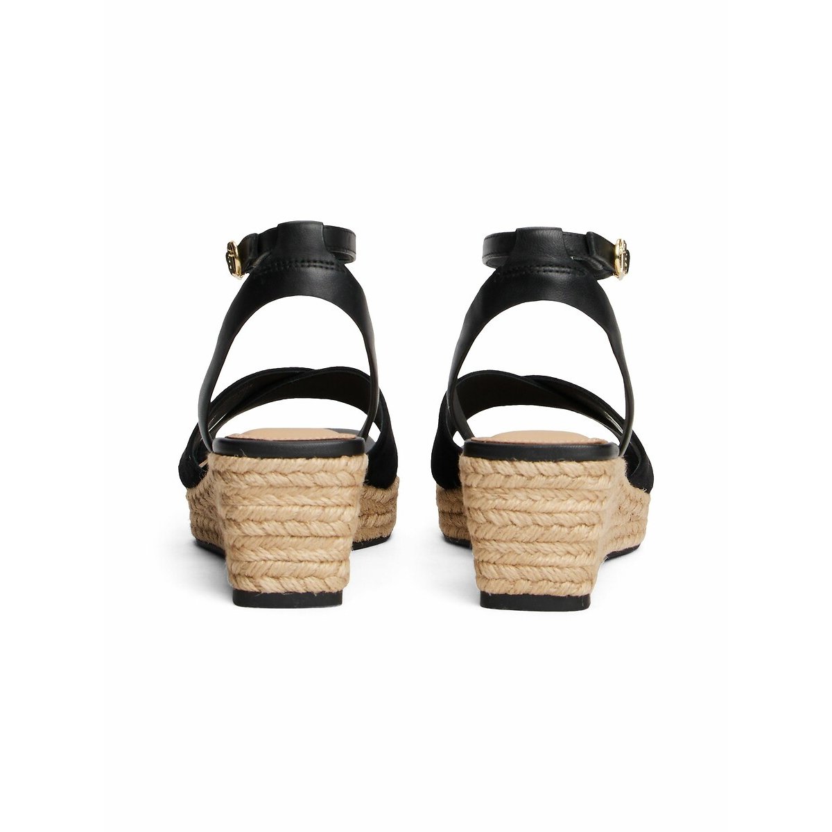 Leather Wedge Sandals black, TOMMY HILFIGER