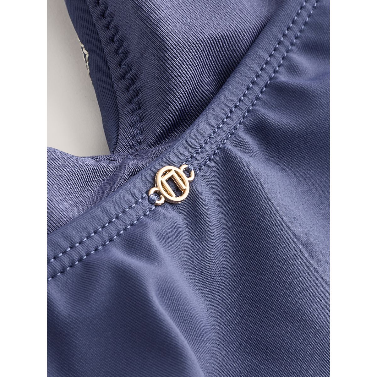 Maillot de bain gainant pigeonnant broderie bleu acier, NEXT