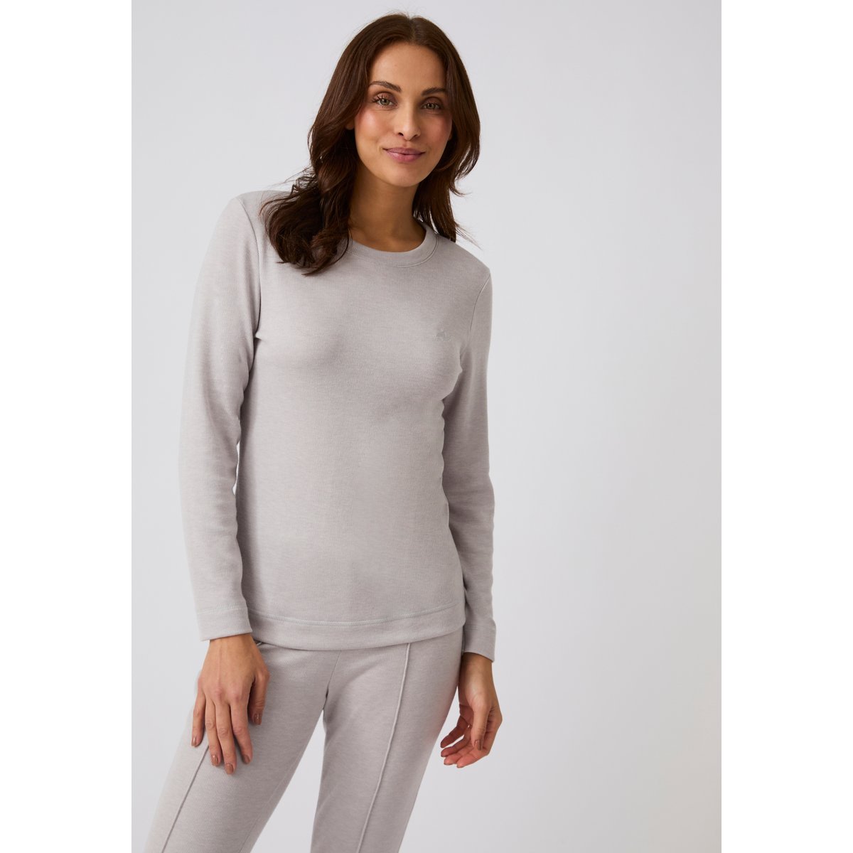 T-shirt Thermolactyl Sensitive, molleton marron beige chiné, DAMART