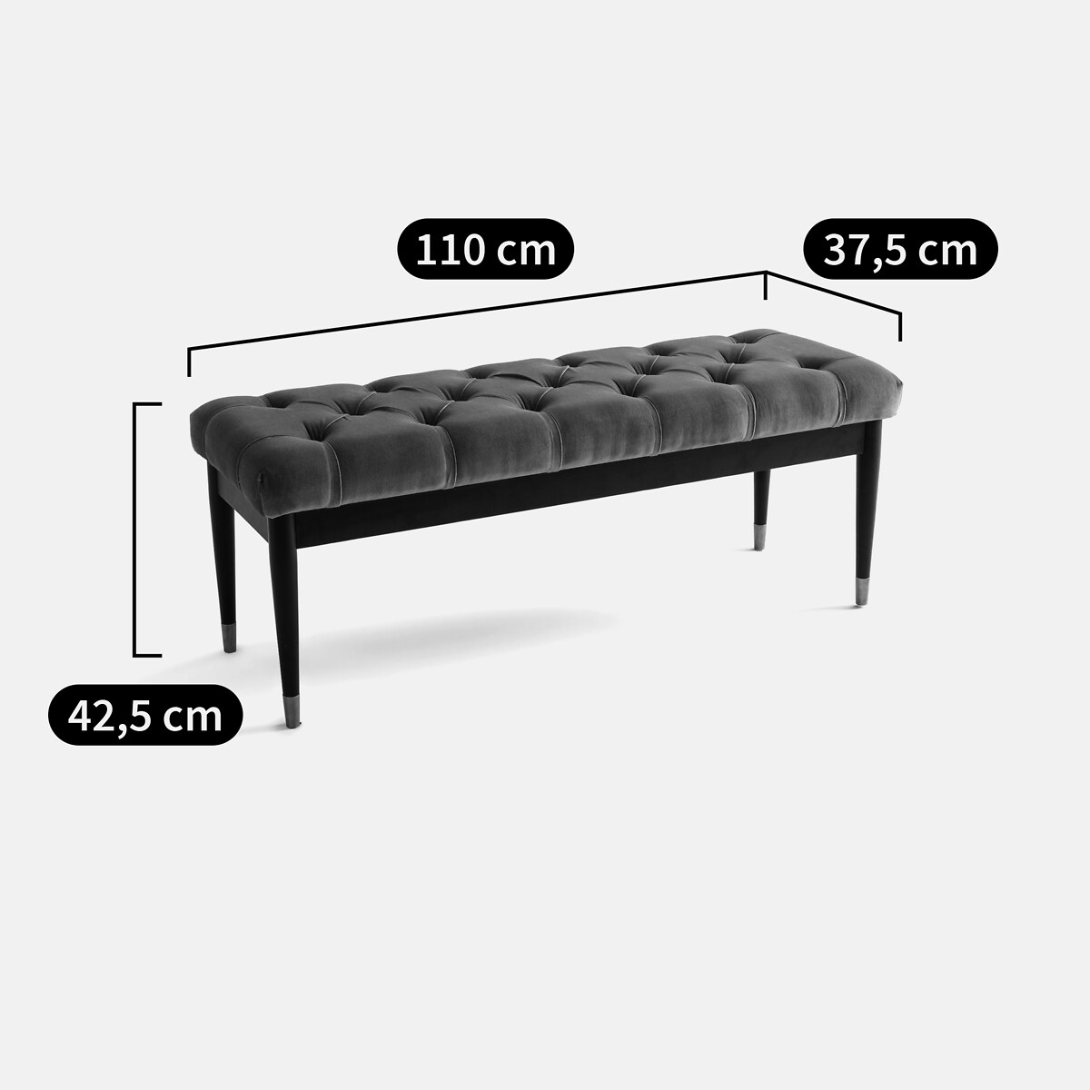 Banc/bout de lit capitonné, Novani chamois/noir, LA REDOUTE INTERIEURS