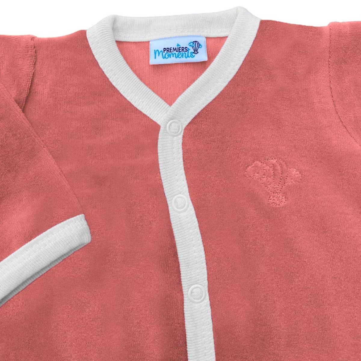 Pyjama velours - 100% coton biologique - 1 à 6 mois framboise, PREMIERS MOMENTS
