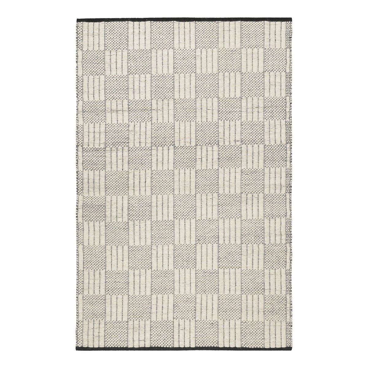 Tapis relief tissé main laine , LANI crème, noir, WECON HOME