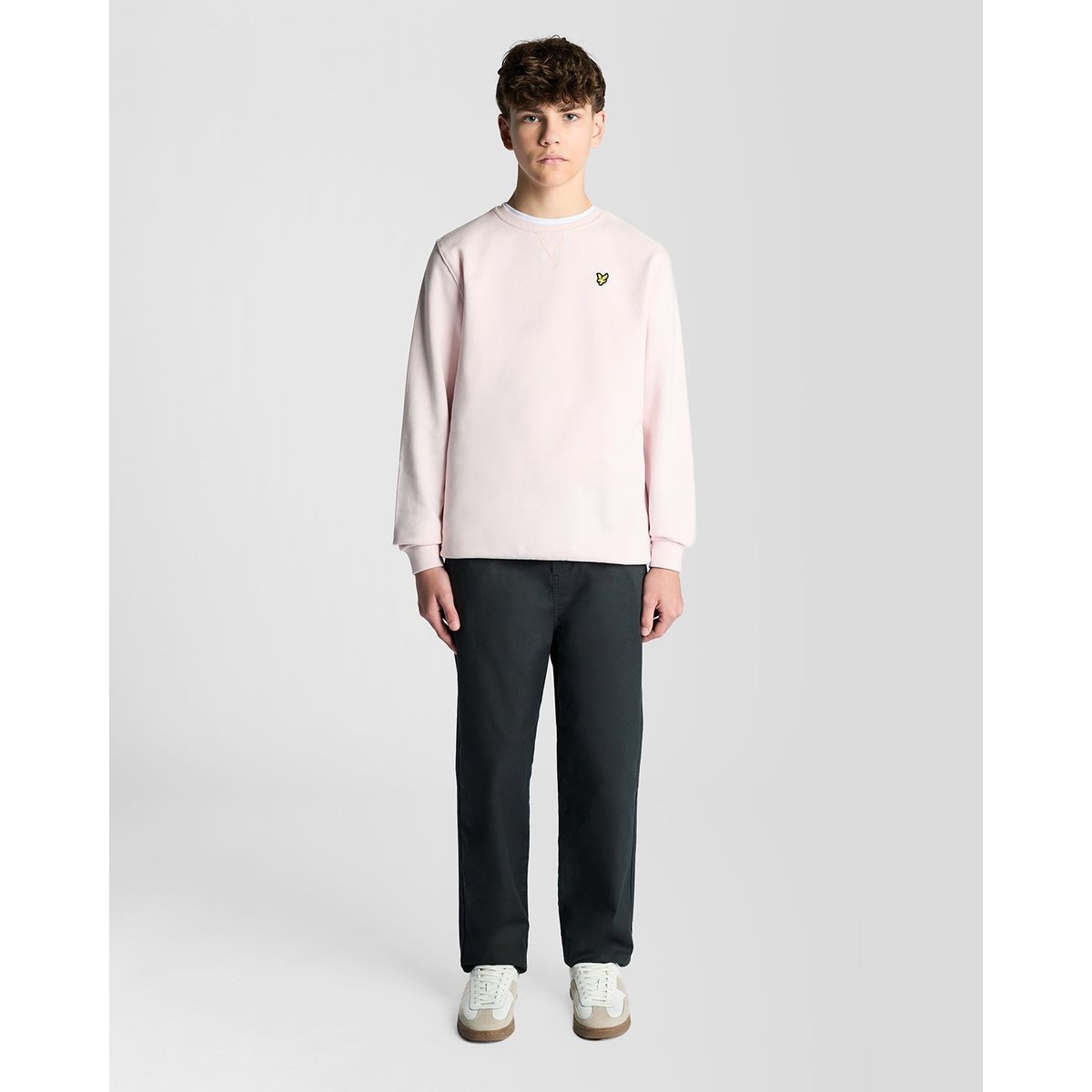 Sweat-shirt col rond en coton rose clair, LYLE & SCOTT