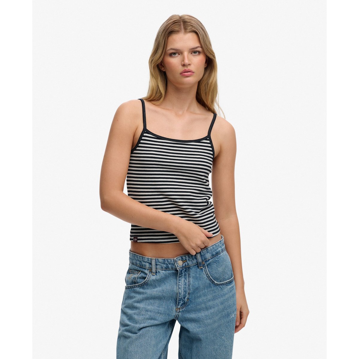 Athletic Essentials Top Cami Coupe Ajustée rayé bleu marine éclipse, SUPERDRY
