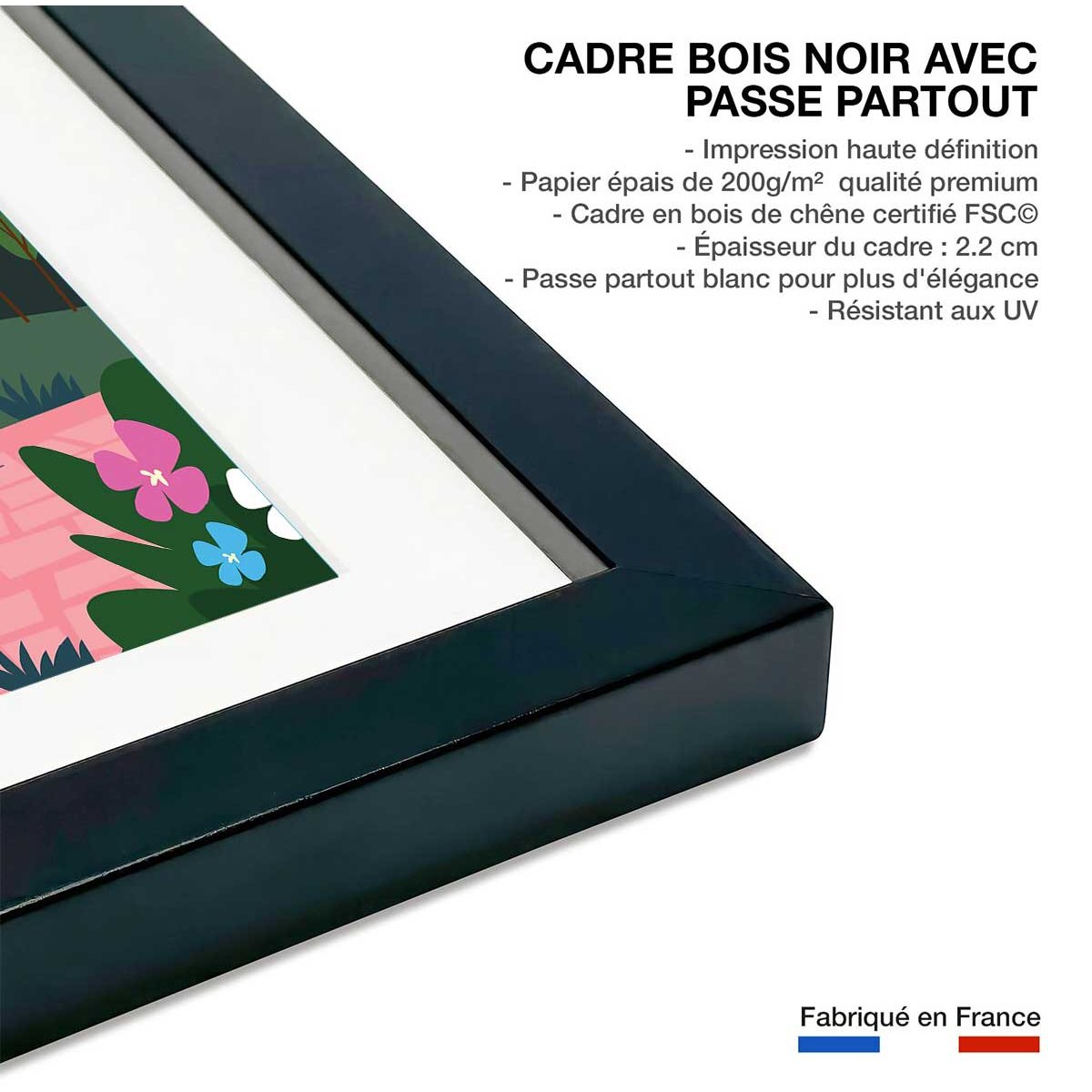 Affiche ViVe la ProVence affiche + cadre en bois - noir, HEXOA