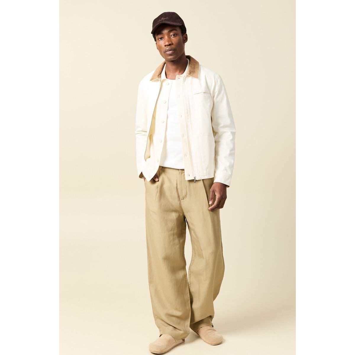 Chemise manches courtes col polo ecru, BONOBO