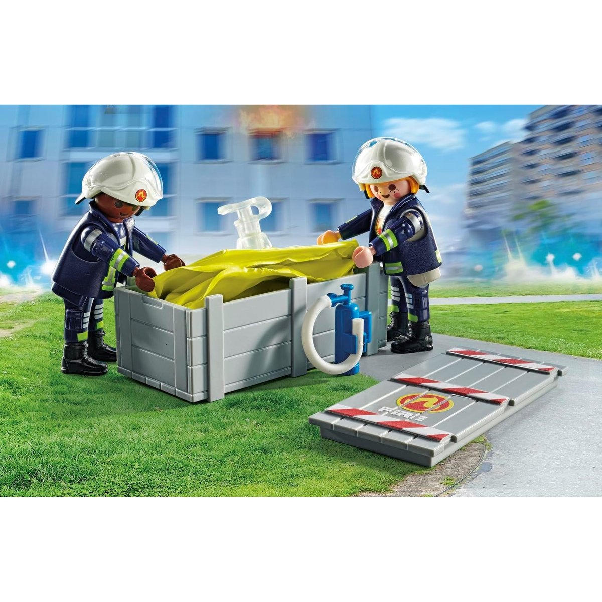 Pompiers avec coussin de sauvetage pompiers avec coussin de sauvetage, PLAYMOBIL