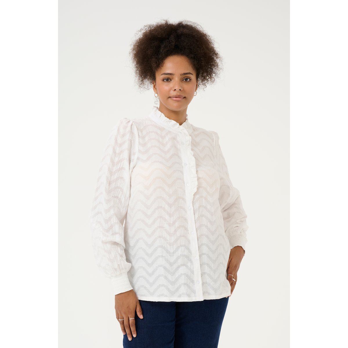 Long sleeved shirt blanc chalk, KAFFE CURVE