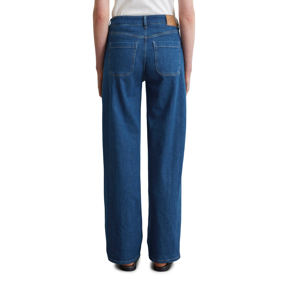 Jeans à jambes larges en denim Cashmere Touch bleu moyen, MARC O'POLO