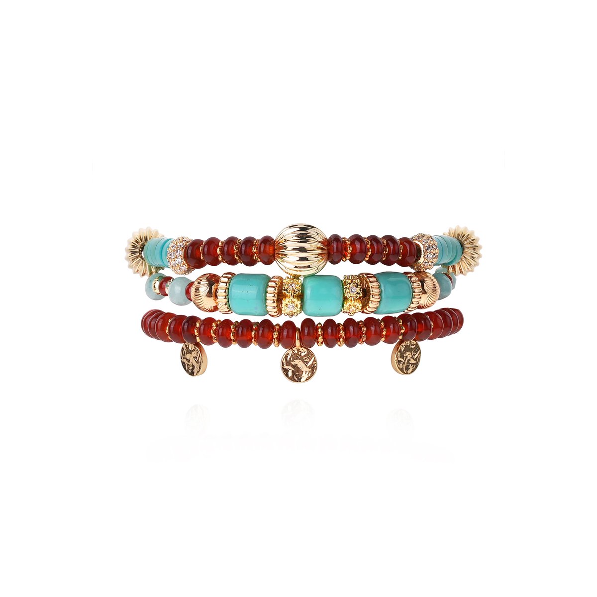 Bracelet manchette multiliens perles JERBA turquoise, HIPANEMA