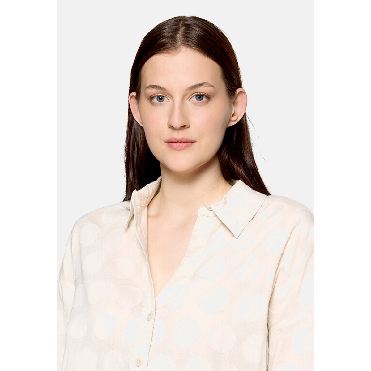 Chemisier oversize à col silky beige, CARTOON