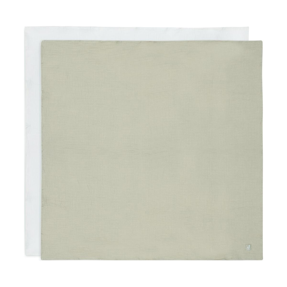 Lot de 2 maxi-langes en coton vert, écru, JOLLEIN