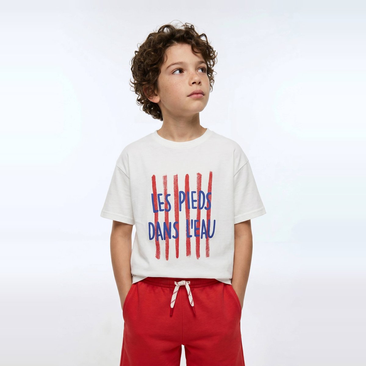 T-shirt manches courtes imprimé en coton BIO GOTS ecru, MONOPRIX