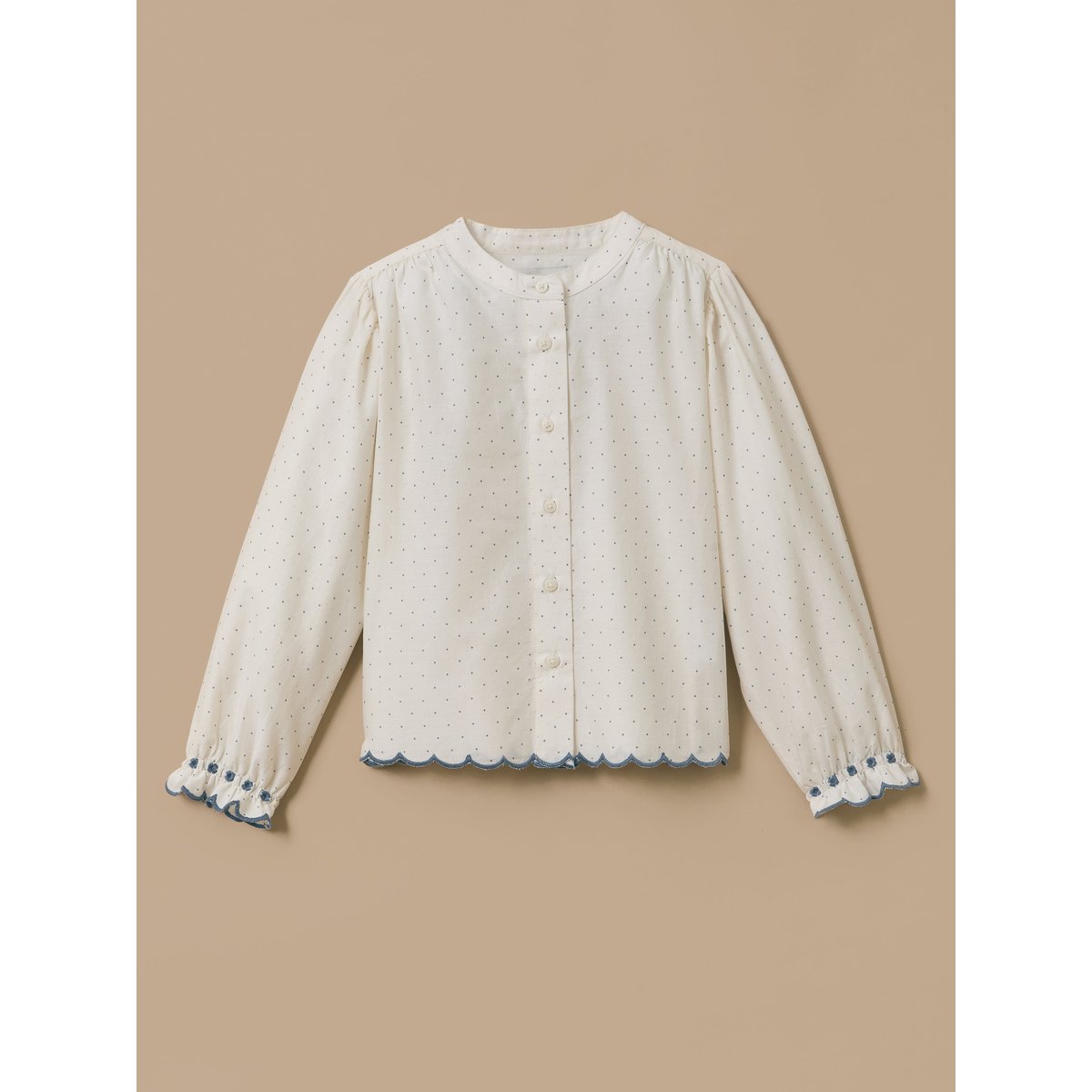 Blouse brodée pois bleu, CYRILLUS
