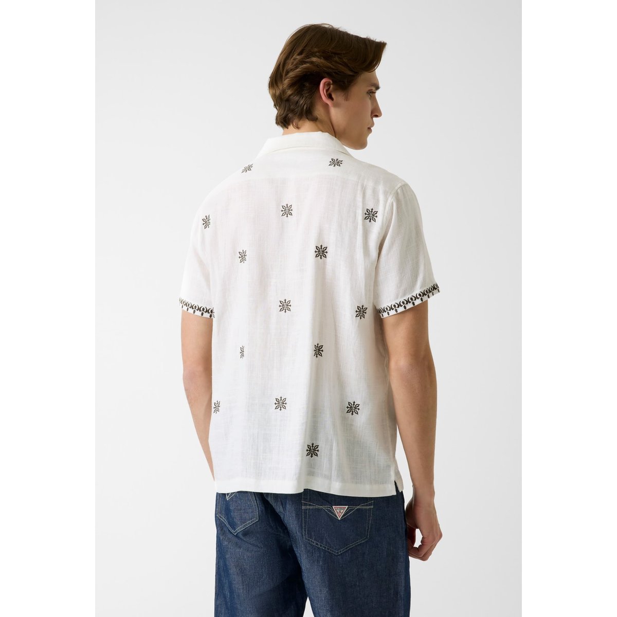 Chemise En Mélange De Lin crème, GUESS