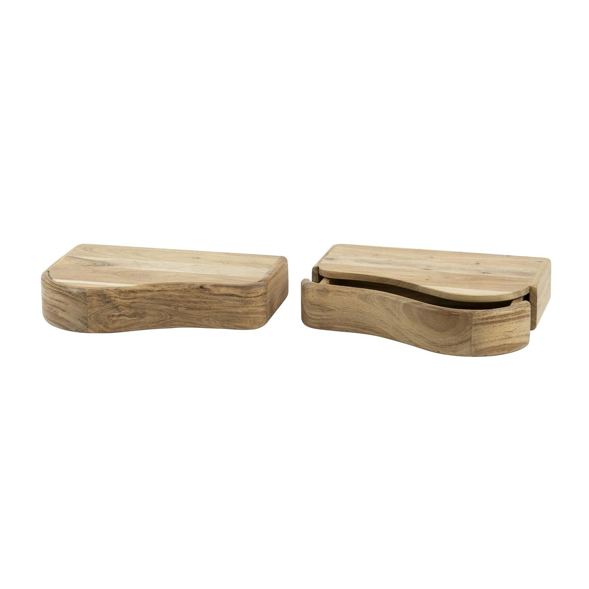 Table de chevet bois – 1 tiroir, organique (lot de 2) MELBOURNE bois naturel, PIER IMPORT
