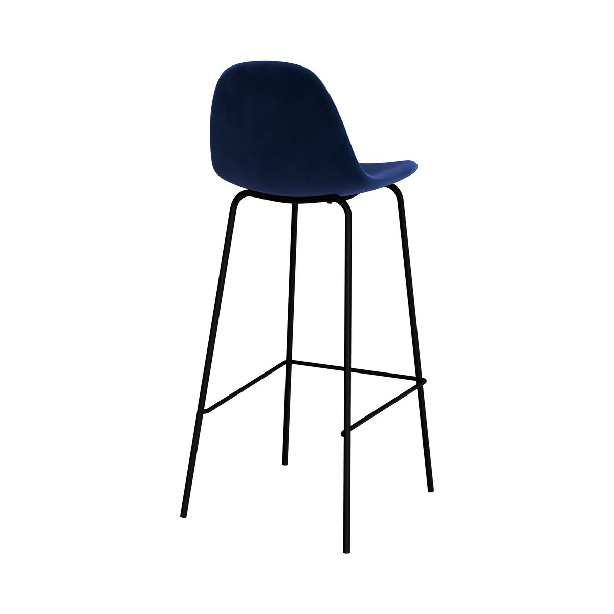 Lot de 2 chaises de bar 75 cm en velours - HENRIK bleu foncé, MAISON PAVANE