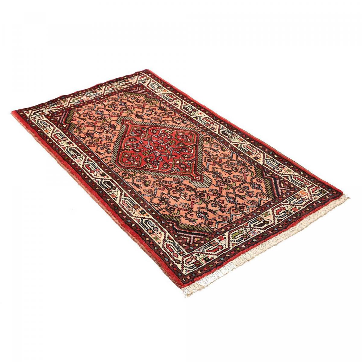 Tapis d'orient, motif oriental noué à la main, HAMADAN 29 rose, crème, rouge, UN AMOUR DE TAPIS
