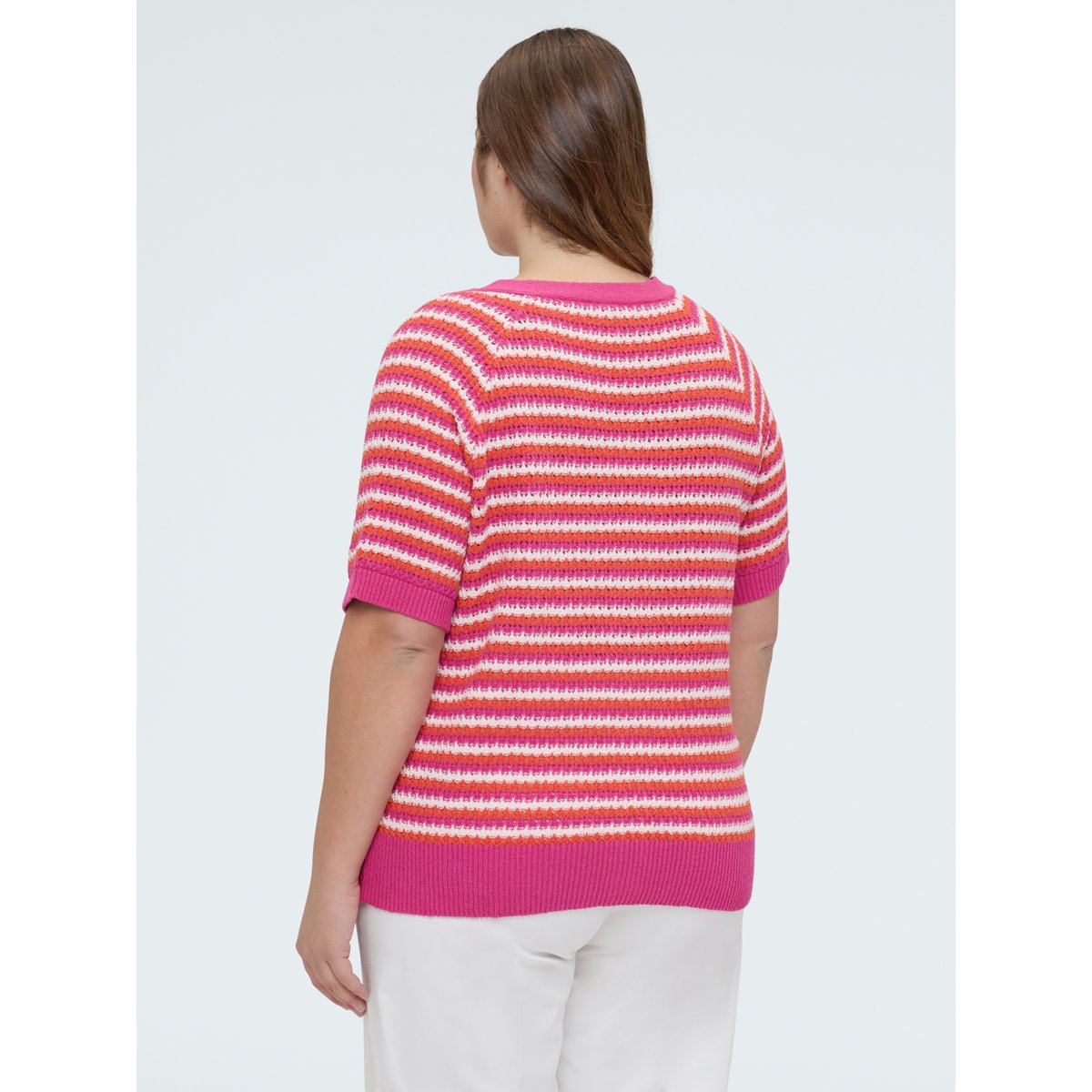 Cardigan à rayures fuchsia, FIORELLA RUBINO